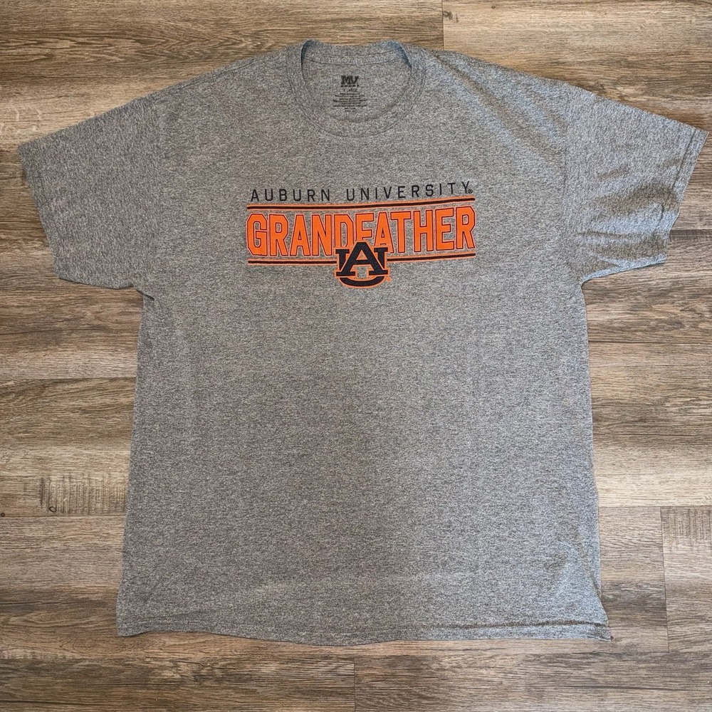 MV Sport Auburn Tigers Grandfather T-Shirt Gray Orange Navy Blue Size XL